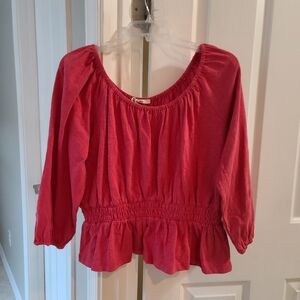Marine Layer Cotton Off Shoulder Smocked Waist Top Size Large NEW